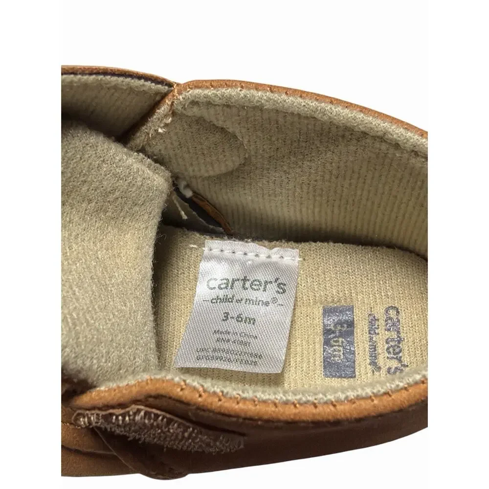 Carter's Child Of Mine Crib Shoes Baby Boys Size 3-6 Months Brown Lightweight